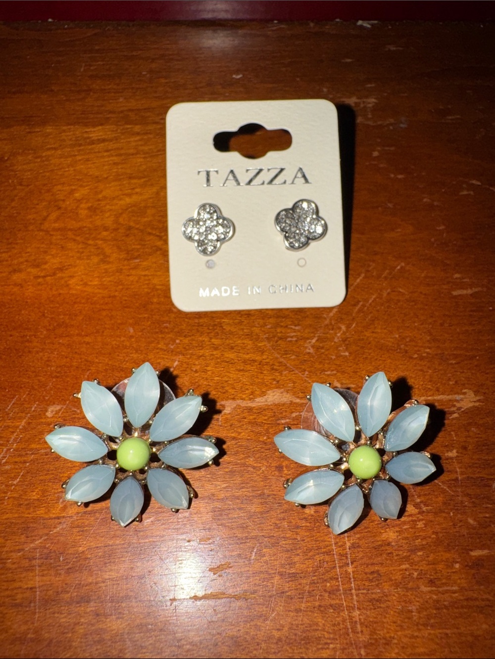 Two pair of earings - Floral Statement Earrings and Shiny simple studs